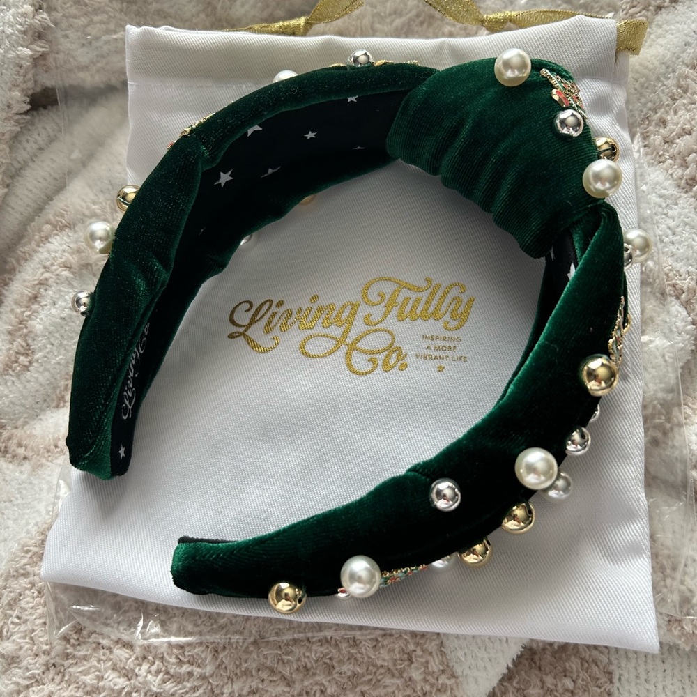 Mallory Ervin/Living Fully Co. Christmas Tree Headband in Green